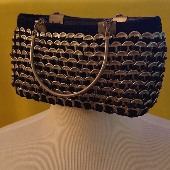 Handmade evening beer top metal and faux leather clutch bag - Picture 1 of 2